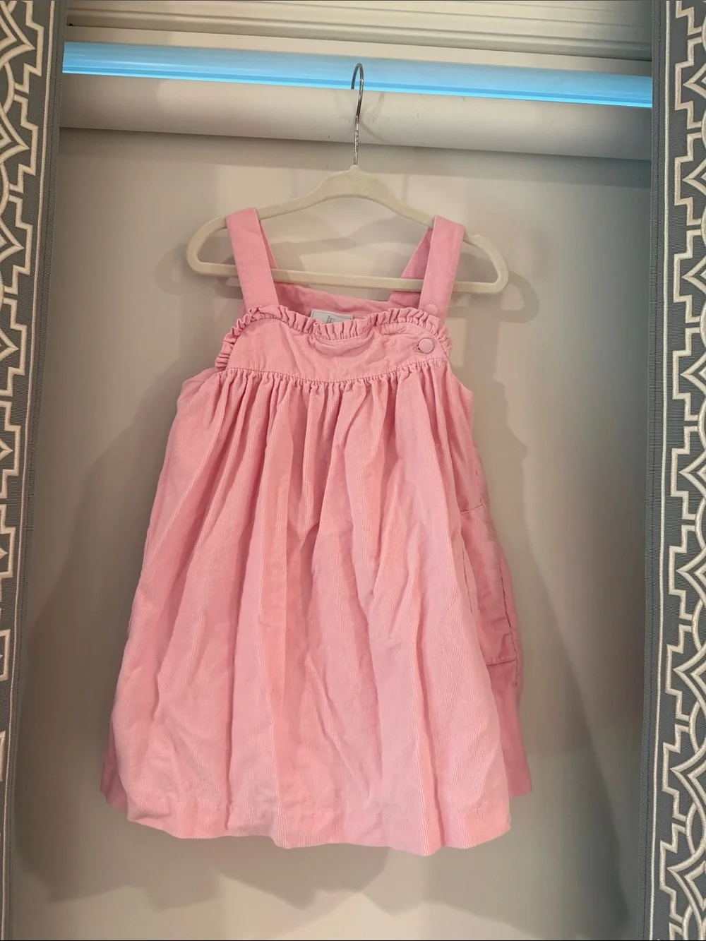 Little English Pink Corduroy Jumper with Ruffl